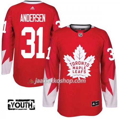 Lapsille NHL Toronto Maple Leafs Pelipaita Frederik Andersen 31 Adidas 2017-2018 Rot Alternate Authentic